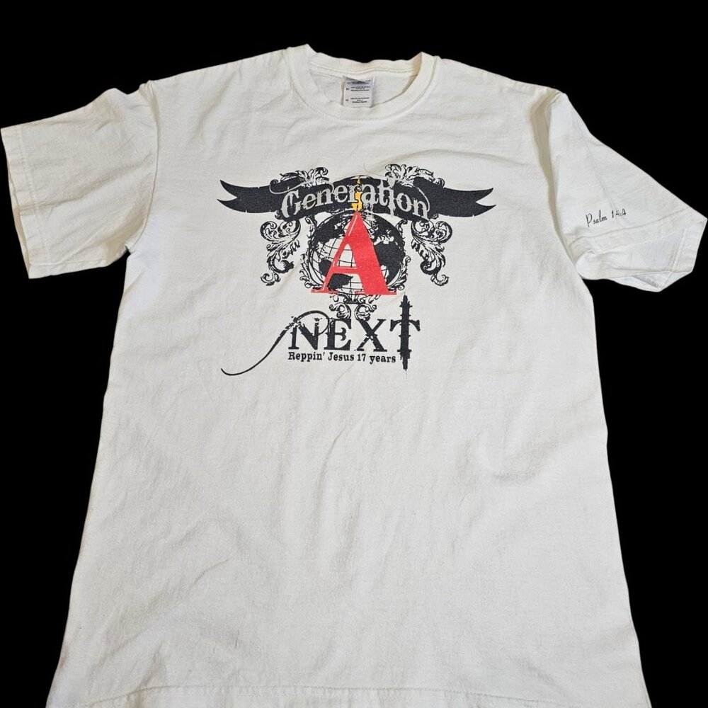 Y2K Jesus Tshirt Generation A Graphic Christian Tee White Psalm Scripture Sz M